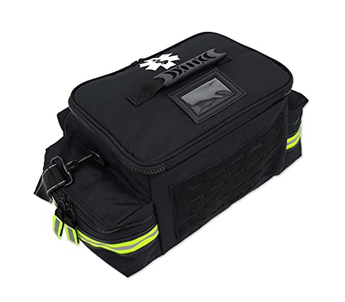 Lightning X Medium First Responder EMT Bag | LXMB25 | w/Reflective, Shoulder Strap & Zippered Compartments for First Aid + Trauma Supplies - Black - color: Black