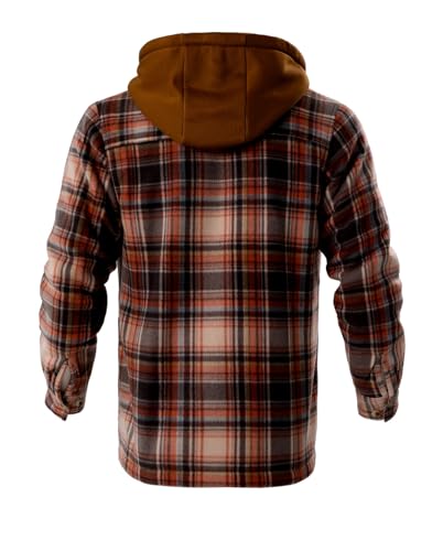 Facitisu Winter Heavy Warm Sherpa Lined Fleece Plaid Flannel Jacket Men Plus Size S-5XL Big&Tall Mens Coat - color: P-brown, size: Small