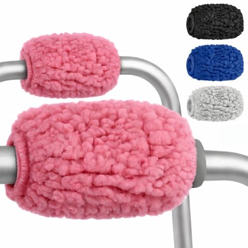 Vive Premium Walker Handle Cushions - Extra Soft Faux-Sheepskin Padded - color: Pink
