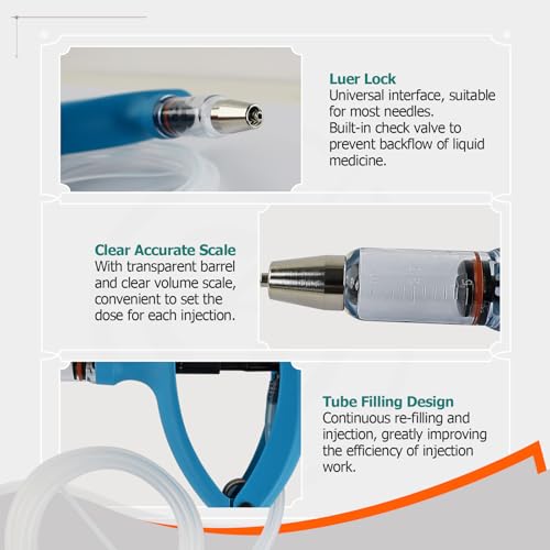 5ML Automatic Self-refilling Livestock Syringe Continuous Adjustable Repeating Cattle Vaccine Syringe with Tube for Animals Cattle Goat Pig Cow Poultry - size: Tubing