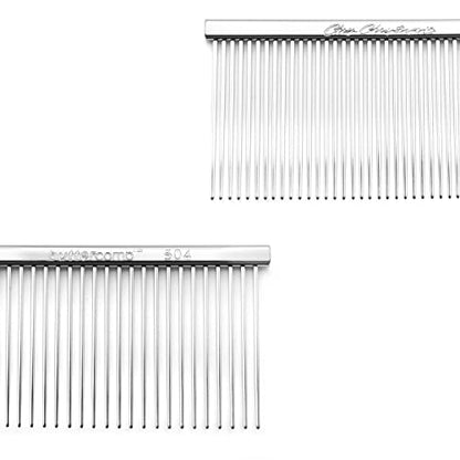 Chris Christensen 504 8.5 in. Fine/Coarse Greyhound-Style Butter Comb, Groom Like a Professional, Rounded Corners Prevent Friction and Breakage, Solid Brass Spin with Steel Teeth, Chrome Finish. - size: 504 - 8.5 Inch Fine/Extra Fine