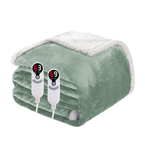 Soypipo Electric Heated Blanket 84"x90", 9 Heat Settings 10-Hour Auto-Off - color: 09-light Green, size: Queen 84"x90"