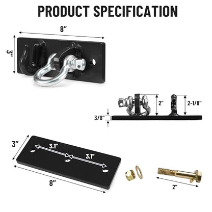 Tractor Bucket Hooks, Bolt On Clevis Mount with 1/2” Shackle, 5/16”Grab Hooks G70 Steel, Shackles Mount with Backer Plate, Heavy Duty Tow Hook for Car Truck SUV RV UTV Tractors Bucket (Black) - color: Black