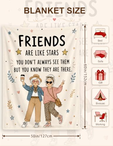 Friendship Blanket for Women, Cozy Flannel Throw Blanket | Friend Birthday Gifts for Women Friendship Gifts BFF Sister Soulmate Gift, Farewell Long Distance Friends Gifts 50x60 - color: Leopard Print Friends
