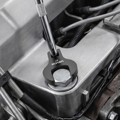 VEVOR Crowfoot Wrench Set, 1/2" Drive, 14-Piece Metric 27 to 50 mm Crows Foot Wrenches, with Storage Tray, Dual Size Markings on Tools and Tray, for Auto Maintenance or Repairs - size: 1/2" 14 PCS Black