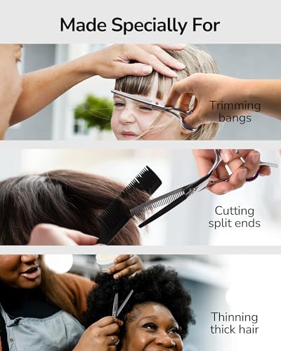 ULG Hair Thinning Scissors Professional Barber’s Texturizing Teeth Shears for Hairdressing, Salon and Home Use Thinning Shears for Hair Cutting, Made of Japanese Stainless Steel, 6.5 inch - color: Pink