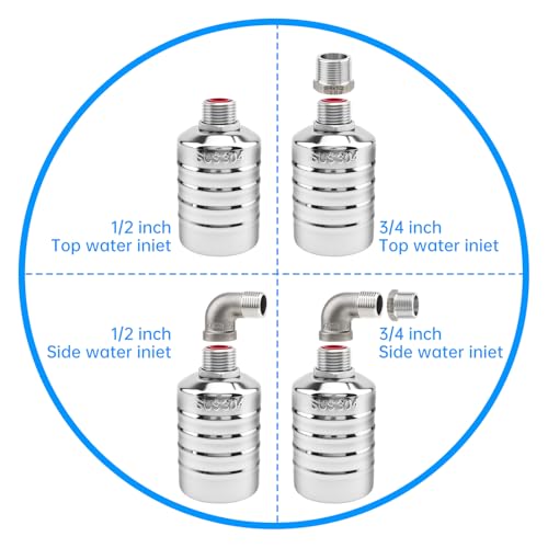 Float Valve Automatic Water Level Control Water Float Valve 1/2 to 3/4in | 304 Stainless Steel Water Float Valve for Water Tank, Livestock Trough - style: Style 5