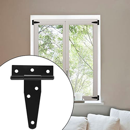 Murtenze 6Pack 3 Inch Black T-Strap Shed Hinge - color: Black, size: 3 Inch - 6Pack