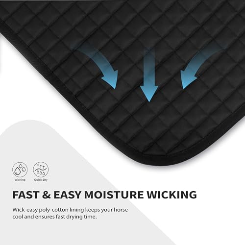 Tackmore All-Purpose Square Quilted Western Saddle Pad, Horse Saddle Pad - color: Black