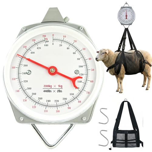 440lb Hanging Scale with Calf Sling – 2-in-1 Animal Weighing Kit, Livestock