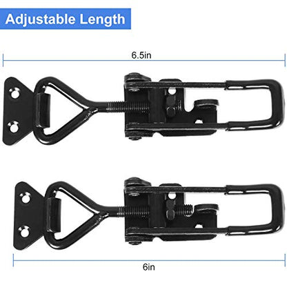 Heavy Duty Toggle Latch Clamp, 4Pcs 660lbs Capacity Adjustable Toggle Clamp, Black Smoker Door Latch, Metal Pull Latch for Machinery, Automobiles, Luggage Lock, Clamping Processing or Assembling