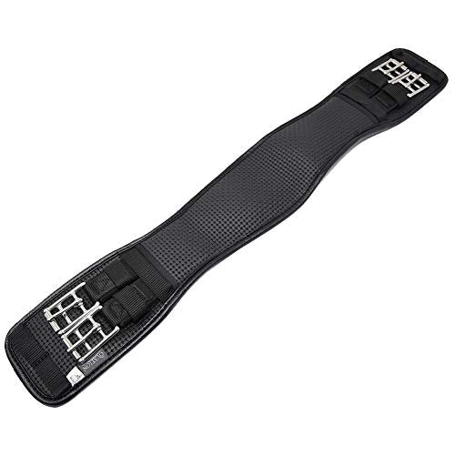 Ovation Ovsellerie Airform Chafeless Dressage Girth - Cushioned Textured Soft Black Horse Girth with Stainless Steel Hardware