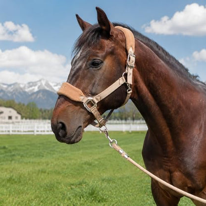 Fleece Horse Halter and Lead Rope Set - color: Beige, size: FULL