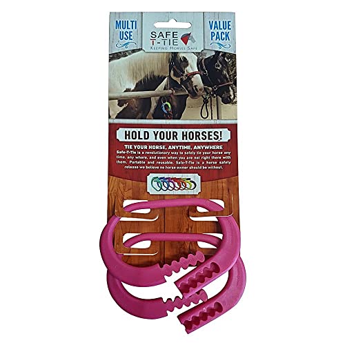 Injuries Preventing Horse Tether Tie - Portable, Versatile & Reusable Breakaway Horse Tie, Quick Release Under Heavy Pressure w/ 5 Loop Settings, Multi-Purpose Horse Clip (2 pcs Pink) - color: Pink