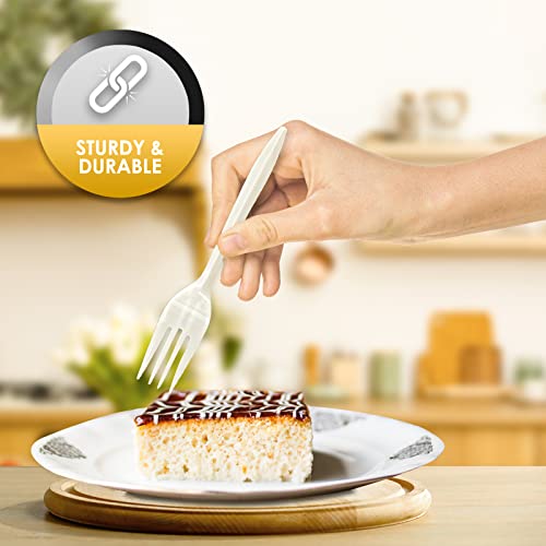 PAMI Medium Weight Disposable Plastic Forks,White,Bulk Pack,1000 Count - size: Forks, style: Forks
