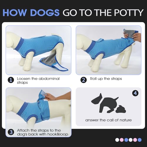 FUAMEY Recovery Suit for Dogs After Surgery,Soft Breathable Dog Bodysuit - color: Navy Blue Stripes, size: Xs(back:8.3-11.4in,wt:4-7lbs)