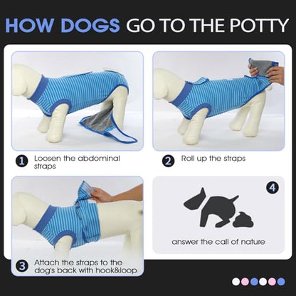 FUAMEY Recovery Suit for Dogs After Surgery,Soft Breathable Dog Bodysuit - color: Navy Blue Stripes, size: Xs(back:8.3-11.4in,wt:4-7lbs)