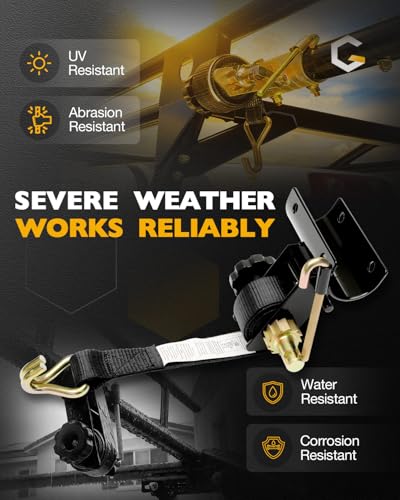 Ladder Rack Ratchet Straps with J-Hook (4PCS), Cargo Buckle Rack Lock Strap - color: Black (4 pcs), size: Black Round Tube