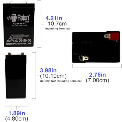 Raion Power 6V 4.5Ah Compatible Replacement Rechargeable AGM Battery for Gallagher S16 Solar Fence Energizer