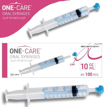ONE-CARE Oral Syringe, 10 mL, Slip Tip, with Cap, 100 Count - size: 10 ml Blue Scale