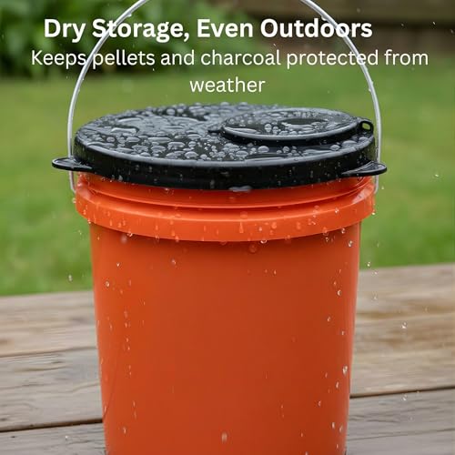 5 Gallon Bucket Lid with Pour Spout, Airtight Rubber Seal - Black - color: Black