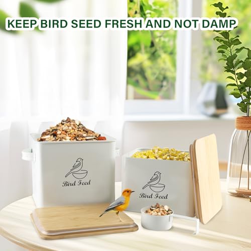 Bird Seed Storage Container Set of 2,10LB Bird Food Container-White - color: White(Bird Feed)