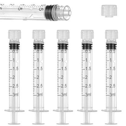 20 Pack 3ml/cc Luer Lock Syringe with Caps, Plastic Syringe without Needle for Liquid, Sterile Individually Wrapped - style: 3mL