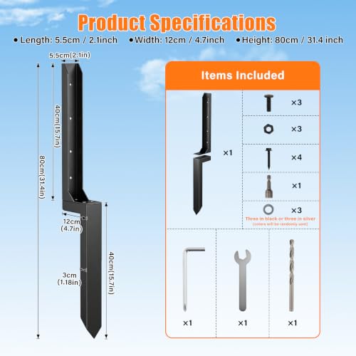 1 Pcs Fence Post Repair Kit,4×4/6x6 Fence Post Support,Heavy Duty Post Anchor Ground Spike with Double-Layer Thickened Fence Post Anchor & Stakes for Repair Tilted, Broken Wood Fence Post - size: Split