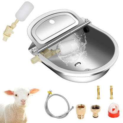 Automatic Livestock Waterer Bowl, 304 Stainless Steel Water Dispenser