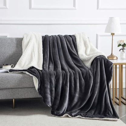 IR Imperial Rooms 2 Pack Sherpa Throw Blankets 50x60 Couch Grey - color: Grey, size: Throw (Pack of 2)