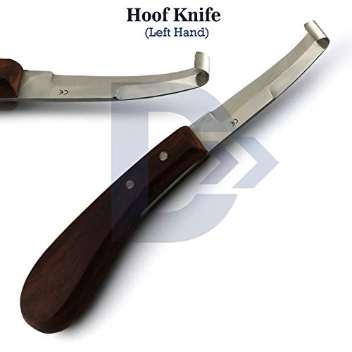 Hoof Knife Set Sharpener Right & Left Handed Double Edge Farrier Horses Goats Pick Trimming Knives Wooden Handle