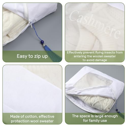 2 Pcs Sweater Storage Bags Garment Moth Protection Pouch Cotton
