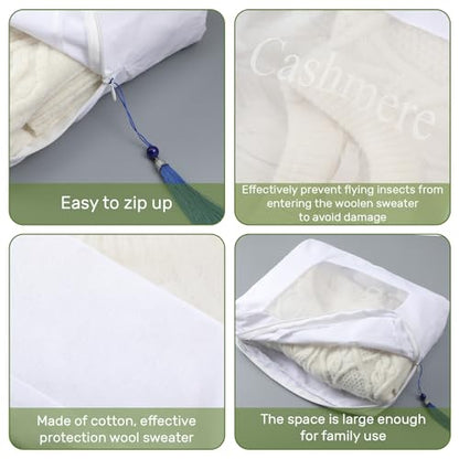 2 Pcs Sweater Storage Bags Garment Moth Protection Pouch Cotton