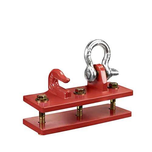 Tractor Bucket Hooks, Bolt On Clevis Mount with 1/2” Shackle, 5/16”Grab Hooks G70 Steel, Shackles Mount with Backer Plate, Heavy Duty Tow Hook for SUV RV UTV Tractors Bucket(Red) - color: Red