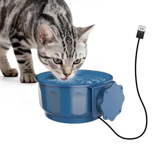 Small Heated Pet Water Bowl Indoor, 0.6L Winter Heating Water Bowl with USB Cable, Food Thermal Dish for Small Dogs Cats Rabbits, Hangable, Blue - size: 0.6L