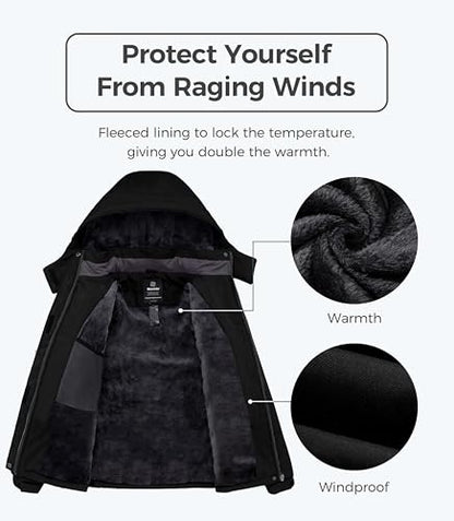 wantdo Women Hardshell Waterproof Windproof Insulated Ski Trekking Jacket - color: Black, size: X-Large