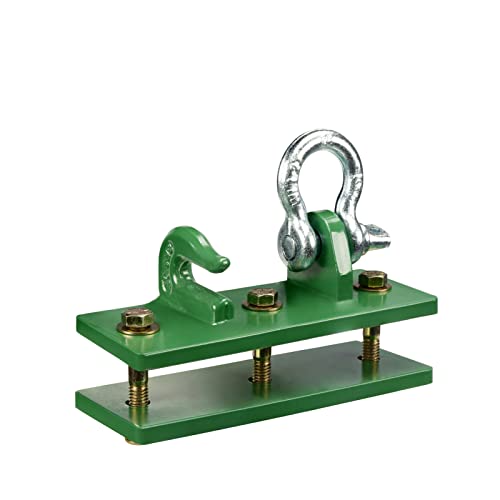 Tractor Bucket Hooks, Bolt On Clevis Mount with 1/2” Shackle, 5/16”Grab Hooks G70 Steel, Shackles Mount with Backer Plate, Heavy Duty Tow Hook for SUV RV UTV Tractors Bucket(Green) - color: Green