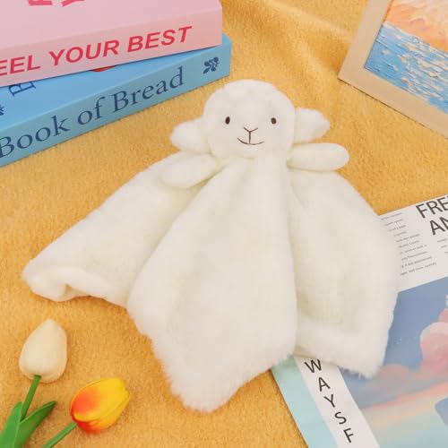 Apricot Lamb Plush White Lamb Sheep Stuffed Animals Security Blanket 14''
