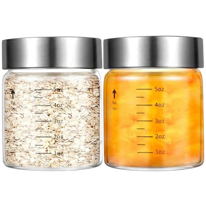 Glass Juice Bottles with Lids, 6 Oz Wide Mouth Glass Water Bottles for Juicing, Protein, Smoothie, Milk, Stainless Steel Lids, Shaker Bottles, Borosilicate Glass Material (6 Oz / 2 Pack) - size: 6 Oz--2 Pack