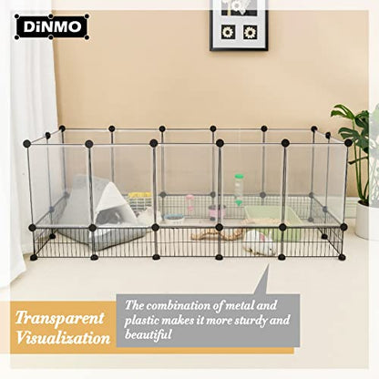 DINMO 28 Panels Bunny Playpen, Iron Net Bottom, 61.4" L x 25.4" W x 22.3" H - style: Plastic+Metal-28 panels-L