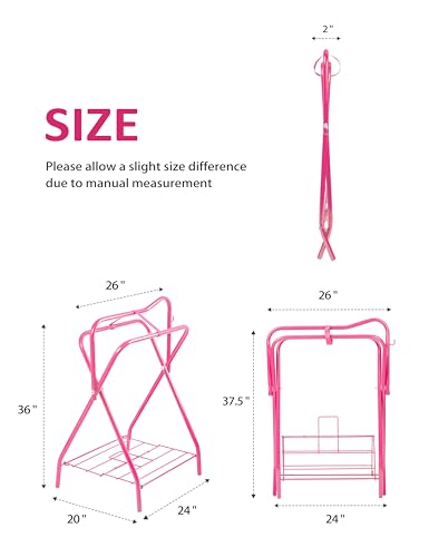 Tackmore Freestanding Saddle Rack Accommodates English Western Saddles Lightweight Foldable Space Saving Saddle Stand - color: Pink
