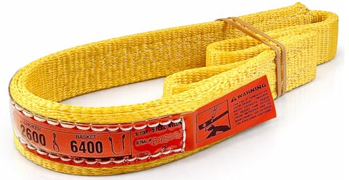 DD Sling 1 Inch x 3 Foot Nylon Lifting Strap – USA Made Rigging Sling | 3,200 Pound Vertical, 2,600 Pound Choker, 6,400 Pound Basket – 2-Ply Heavy Duty 900 Webbing, Type 3 Flat Eye & Eye - size: 1"x3'