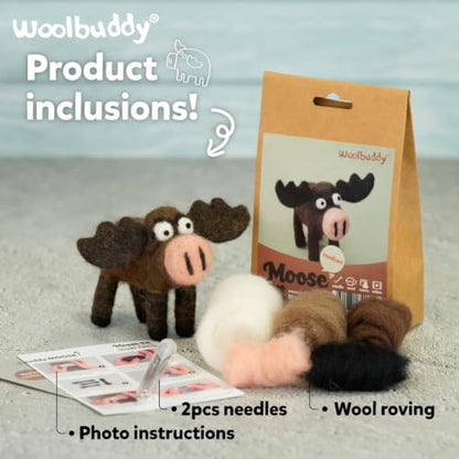 Woolbuddy Needle Felting Starter Kit (Moose) for Beginner & Adult with Tool - color: Moose