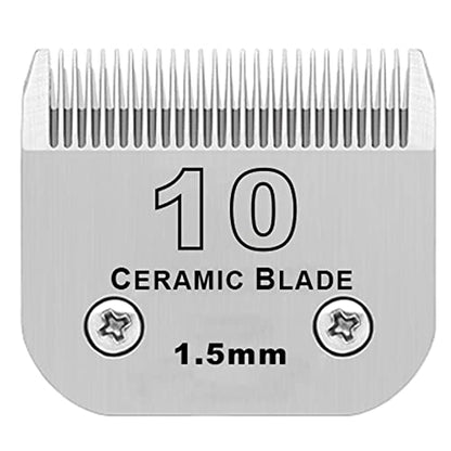 10# Grooming Ceramic Pet Clipper Blades Compatible with Andis & Oster A5 - color: Silver, size: 10# 1.5mm