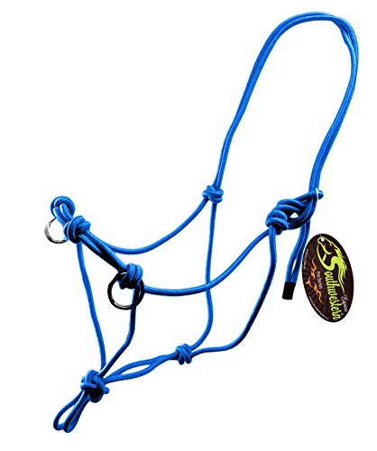 Southwestern Equine Side Pull Rope Halters with Nickle Plated Rings - color: Blue