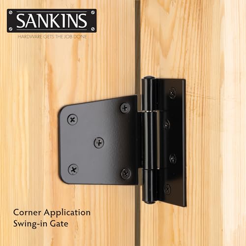 3-1/2" Heavy Duty Gate Hinges, Black Iron Door Hinges with Screws, Durable Gate Strap Hinges for Wooden Fences Gate Shed Barn Door, 2pcs