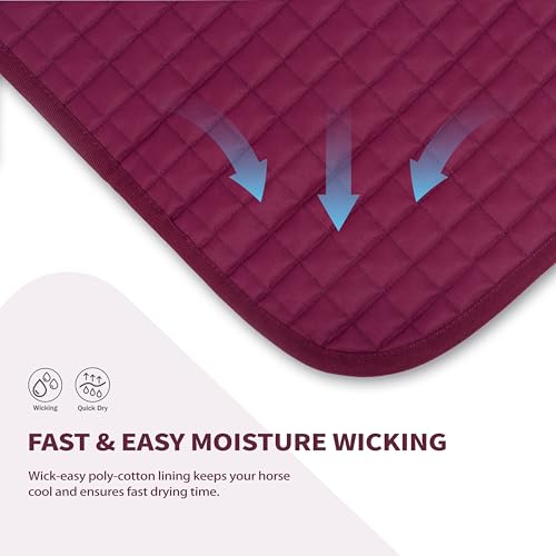 Tackmore All-Purpose Square Quilted Western Saddle Pad, Horse Saddle Pad - color: Burgundy