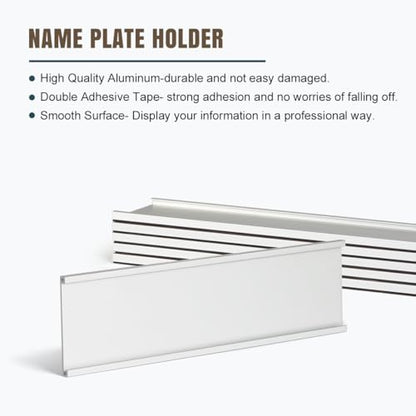 Lenink 6 Pack Name Plate Holder, Wall Mount Office Door Name Plate Holder for Meeting Room, Business Department, Warning Area 8” X 2” (Silver) - color: Silver