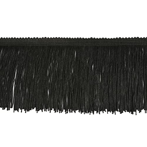 Chainette Fringe Trim 10 Yard x 4 Inches Fabric Tassel Trims - color: Black, size: 4"-10Yards/R