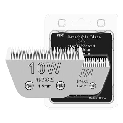 Sizi 10W Dog Grooming Clipper Replacement Blades, Compatible with Ainds, Oster A5, Wahl Km10 and Other Series Clippers, Blade Size-10W Cut Length 1/16"(1.5mm) - color: 10w